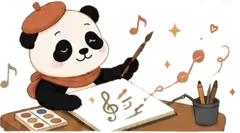 Panda melukis not musik