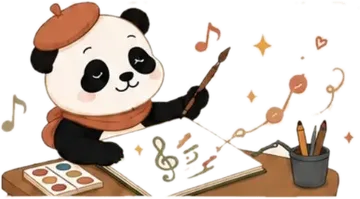 Panda melukis not musik