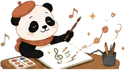 Panda melukis not musik