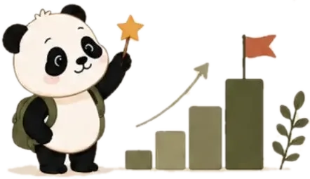 Panda bangga dengan bendera di puncak grafik
