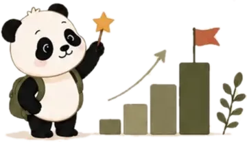 Panda bangga dengan bendera di puncak grafik