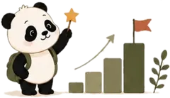 Panda bangga dengan bendera di puncak grafik