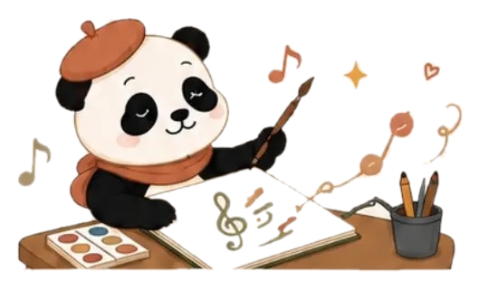 Panda melukis not musik